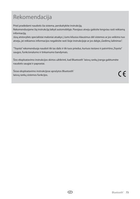 Toyota Bluetooth UIM English Russian Lithuanian Latvian Estonian - PZ420-00292-BE - Bluetooth UIM English Russian Lithuanian Latvian Estonian - mode d'emploi