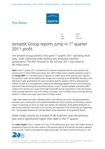 Press release (PDF) - Jenoptik AG