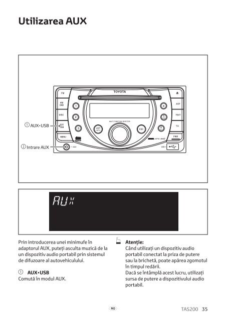 Toyota TAS200 - PZ420-00212-RO - TAS200 (Romanian) - mode d'emploi