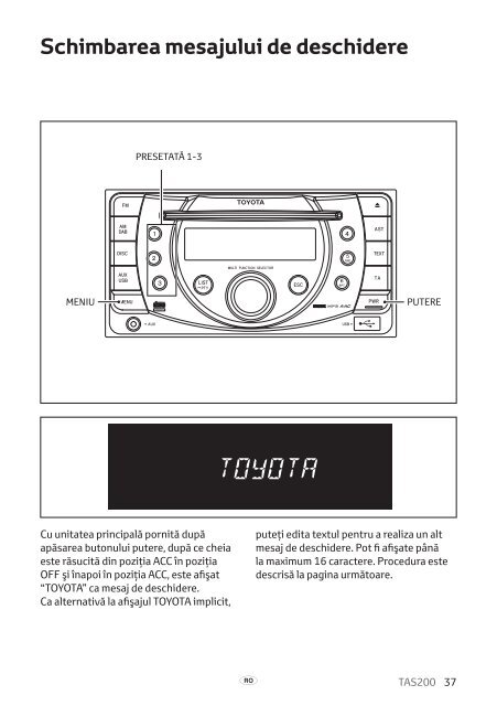 Toyota TAS200 - PZ420-00212-RO - TAS200 (Romanian) - mode d'emploi