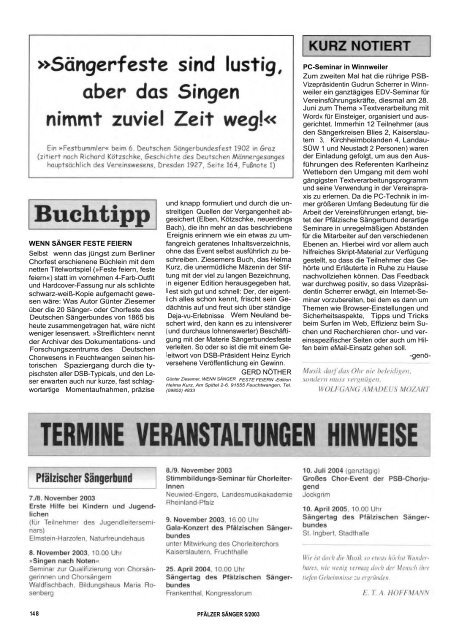 Sonntag, 9. November 2003, 16.00 Uhr ... - ChorPfalz online