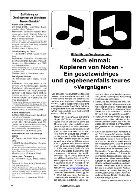 Sonntag, 9. November 2003, 16.00 Uhr ... - ChorPfalz online