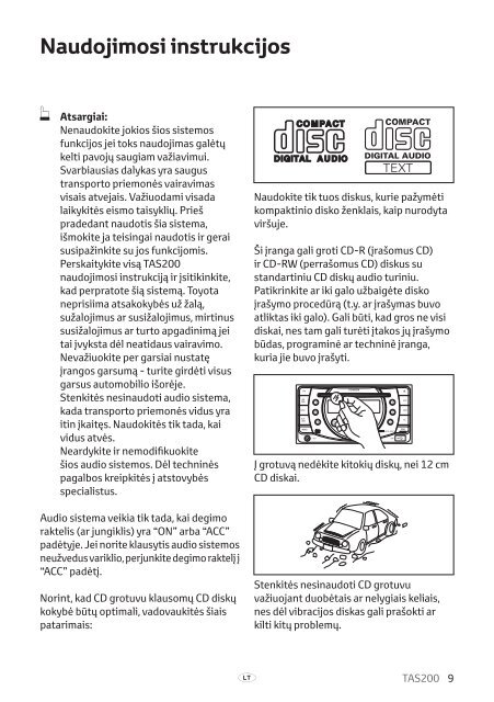 Toyota TAS200 - PZ420-00212-LT - TAS200 (Lithuanian) - mode d'emploi