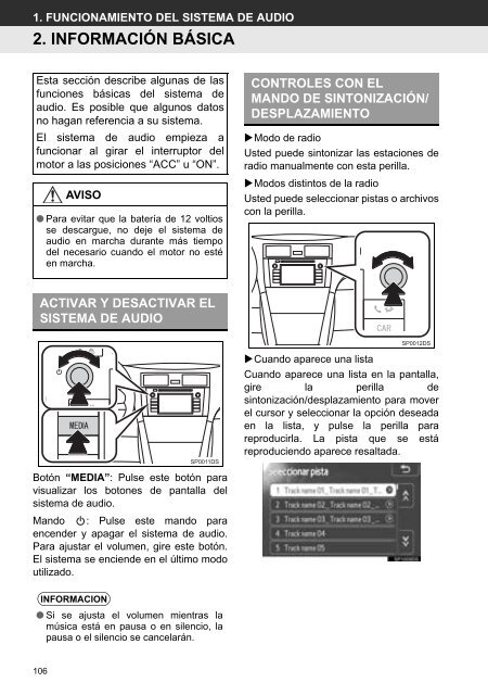 Toyota Toyota Touch &amp;amp; Go - PZ490-00331-*0 - Toyota Touch &amp; Go - Toyota Touch &amp; Go Plus - Spanish - mode d'emploi