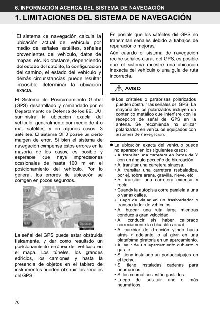 Toyota Toyota Touch &amp;amp; Go - PZ490-00331-*0 - Toyota Touch &amp; Go - Toyota Touch &amp; Go Plus - Spanish - mode d'emploi