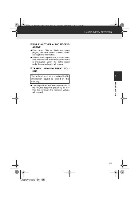 Toyota Toyota Touch &amp;amp; Go - PZ490-00331-*0 - Toyota Touch &amp; Go - Toyota Touch &amp; Go Plus - English - mode d'emploi