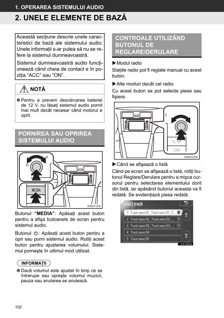 Toyota Toyota Touch &amp;amp; Go - PZ490-00331-*0 - Toyota Touch &amp; Go - Toyota Touch &amp; Go Plus - Romanian - mode d'emploi