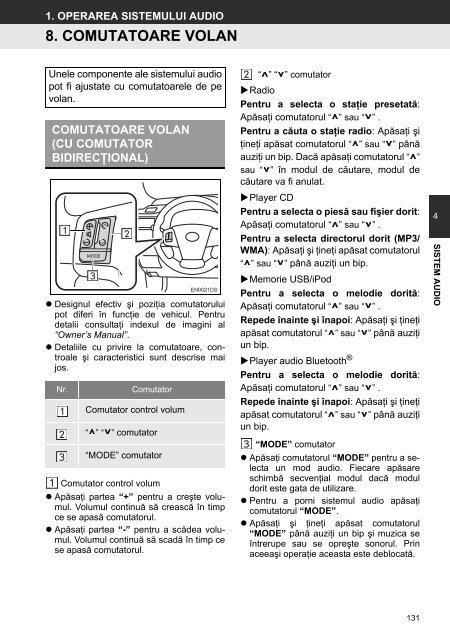 Toyota Toyota Touch &amp;amp; Go - PZ490-00331-*0 - Toyota Touch &amp; Go - Toyota Touch &amp; Go Plus - Romanian - mode d'emploi