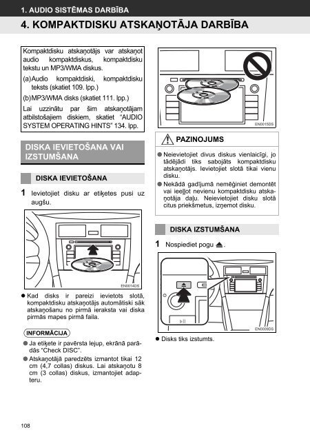 Toyota Toyota Touch &amp;amp; Go - PZ490-00331-*0 - Toyota Touch &amp; Go - Toyota Touch &amp; Go Plus - Latvian - mode d'emploi