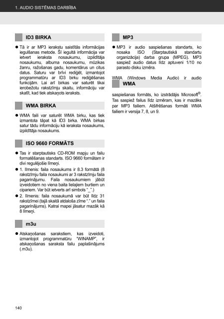 Toyota Toyota Touch &amp;amp; Go - PZ490-00331-*0 - Toyota Touch &amp; Go - Toyota Touch &amp; Go Plus - Latvian - mode d'emploi