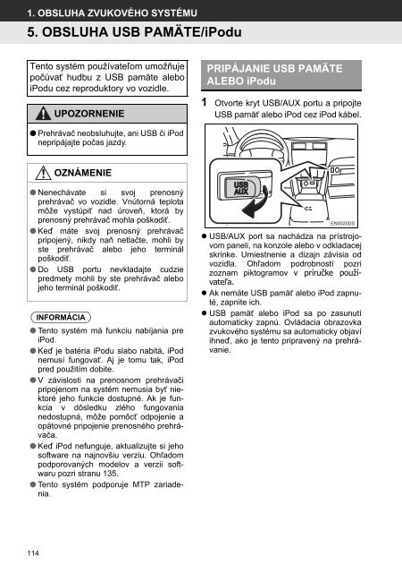 Toyota Toyota Touch &amp;amp; Go - PZ490-00331-*0 - Toyota Touch &amp; Go - Toyota Touch &amp; Go Plus - Slovak - mode d'emploi