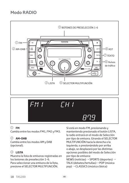 Toyota TAS200 - PZ420-00212-ES - TAS200 (Spanish) - mode d'emploi