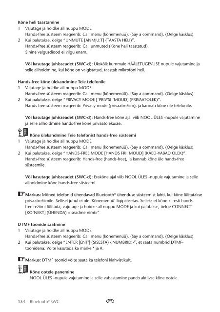 Toyota Bluetooth SWC English Russian Lithuanian Latvian Estonian - PZ420-00293-BE - Bluetooth SWC English Russian Lithuanian Latvian Estonian - mode d'emploi