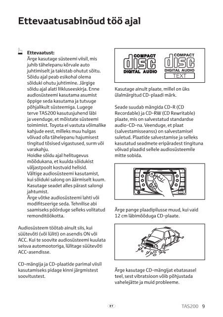 Toyota TAS200 - PZ420-00212-ET - TAS200 (Estonian) - mode d'emploi