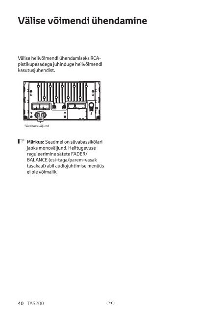 Toyota TAS200 - PZ420-00212-ET - TAS200 (Estonian) - mode d'emploi