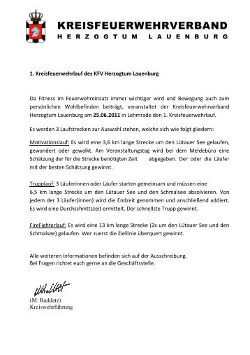Anschreiben mit Anlagen - KFV Herzogtum Lauenburg