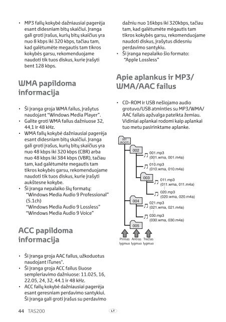 Toyota TAS200 - PZ420-00212-LT - TAS200 (Lithuanian) - mode d'emploi