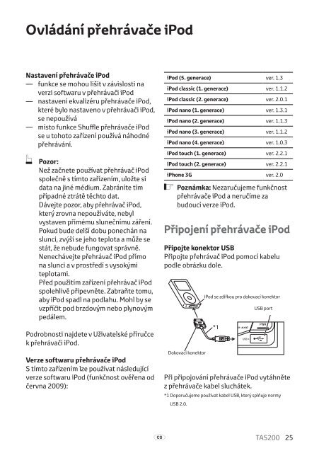 Toyota TAS200 - PZ420-00212-CS - TAS200 (Czech) - mode d'emploi