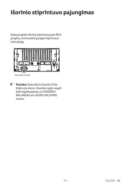 Toyota TAS200 - PZ420-00212-LT - TAS200 (Lithuanian) - mode d'emploi