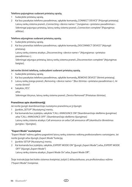 Toyota Bluetooth UIM English Russian Lithuanian Latvian Estonian - PZ420-00295-BE - Bluetooth UIM English Russian Lithuanian Latvian Estonian - mode d'emploi