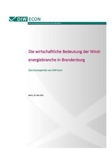 Die wirtschaftliche Bedeutung der Windenergiebranche in Brandenburg
