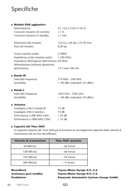 Toyota DAB Tuner - PZ473-X2210-A0 - DAB Tuner - all lanuages - mode d'emploi