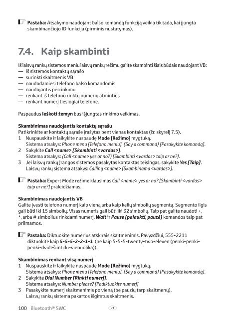 Toyota Bluetooth SWC - PZ420-T0290-BE - Bluetooth SWC (English Russian Lithuanian Latvian Estonian) - mode d'emploi