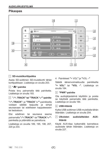 Toyota TNS510 - PZ445-00333-FI - TNS510 (Finnish) - mode d'emploi