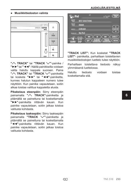 Toyota TNS510 - PZ445-00333-FI - TNS510 (Finnish) - mode d'emploi