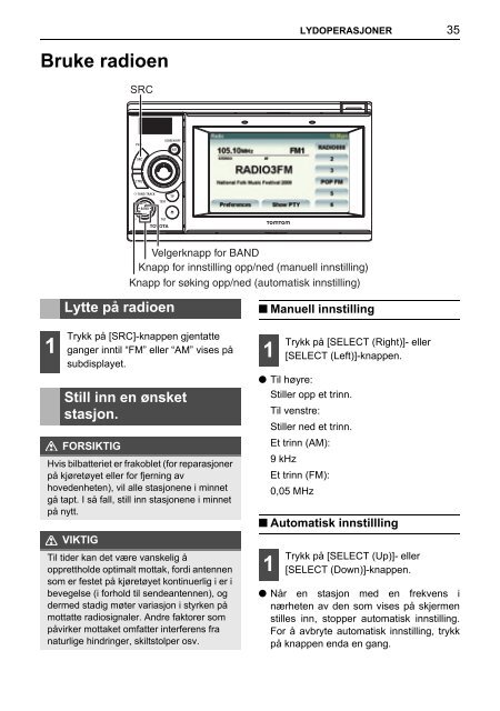 Toyota TNS410 - PZ420-E0333-NO - TNS410 - mode d'emploi