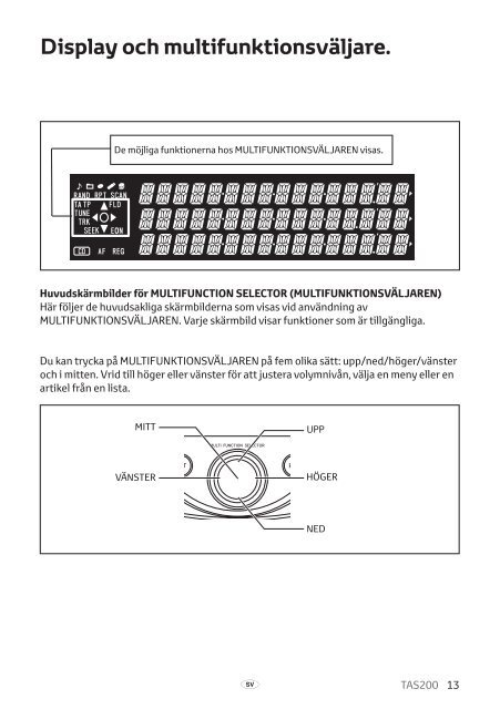 Toyota TAS200 - PZ420-00212-SV - TAS200 (Swedish) - mode d'emploi