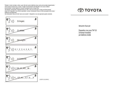 Toyota THF Owners manual Italian - Not specified - THF Owners manual Italian - mode d'emploi