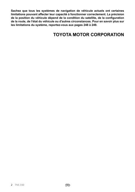 Toyota TNS350 - PZ49X-00334-FR - TNS350 - French - mode d'emploi