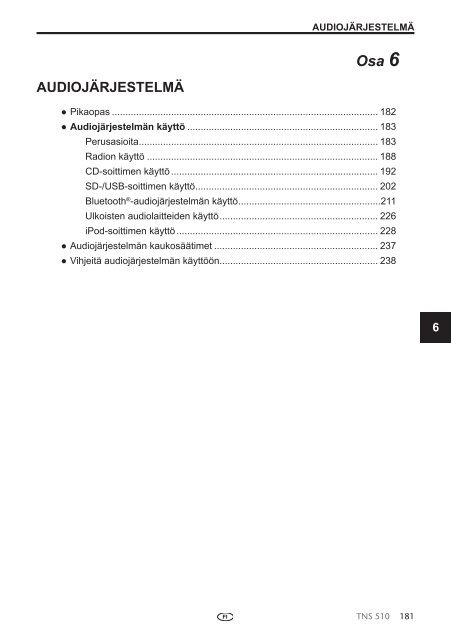 Toyota TNS510 - PZ445-00333-FI - TNS510 (Finnish) - mode d'emploi