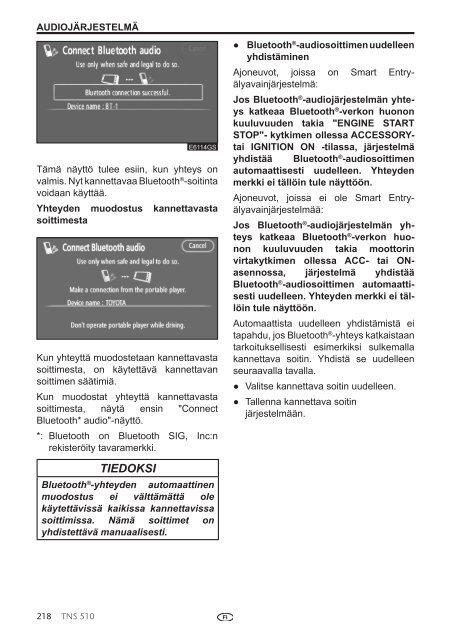 Toyota TNS510 - PZ445-00333-FI - TNS510 (Finnish) - mode d'emploi