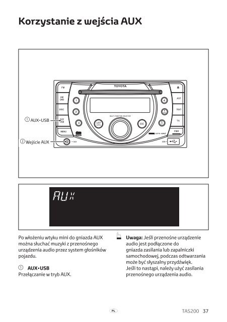 Toyota TAS200 - PZ420-00212-PL - TAS200 (Polish) - mode d'emploi