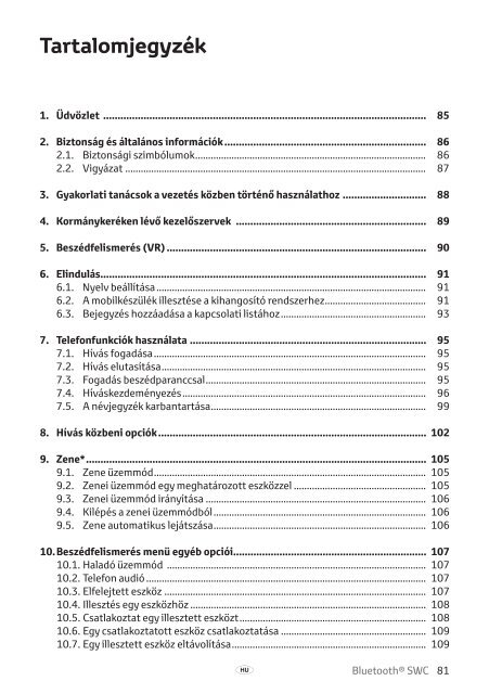 Toyota Bluetooth SWC - PZ420-T0290-EE - Bluetooth SWC (English Czech Hungarian Polish Russian) - mode d'emploi