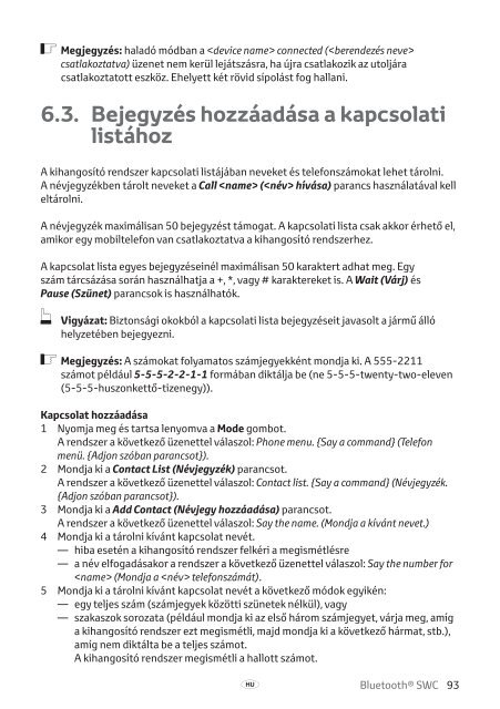 Toyota Bluetooth SWC - PZ420-T0290-EE - Bluetooth SWC (English Czech Hungarian Polish Russian) - mode d'emploi