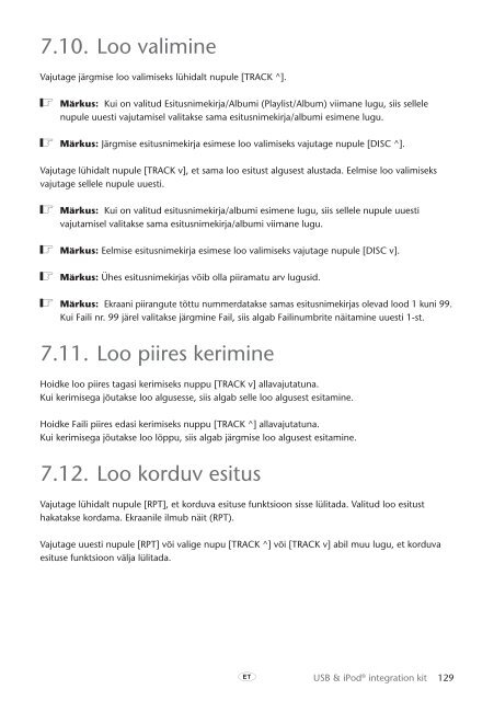 Toyota USB &amp;amp; iPod interface kit - PZ473-00266-00 - USB &amp; iPod interface kit (Russian, Latvian, Lithuanian, Estonian) - mode d'emploi