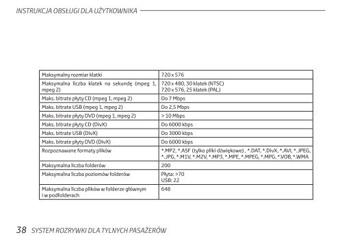 Toyota Rear Entertainment System - PZ462-00207-00 - Rear Entertainment System - Polish - mode d'emploi