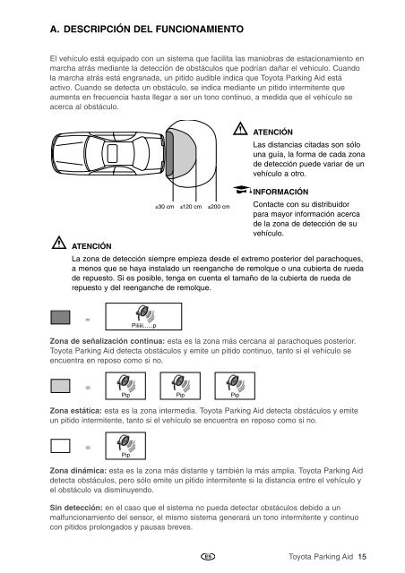 Toyota Toyota Parking Aid 400 - PZ464-00420-40 - Toyota Parking Aid 400 - mode d'emploi