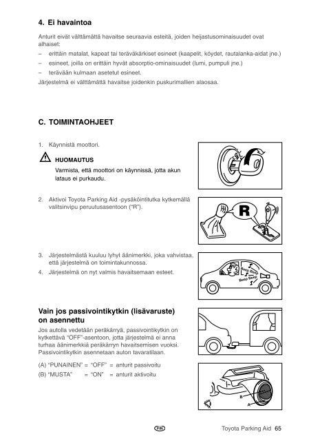 Toyota Toyota Parking Aid 400 - PZ464-00420-40 - Toyota Parking Aid 400 - mode d'emploi