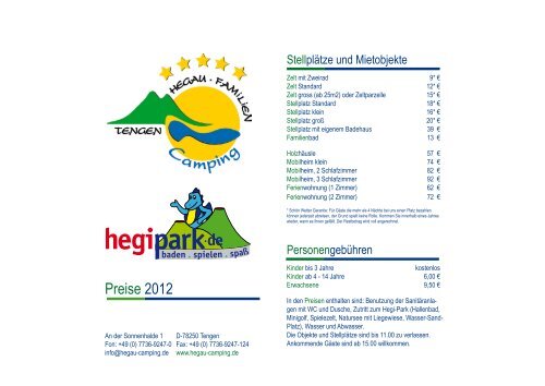 Preisliste zum Herunterladen - Hegau-Bodensee-Camping
