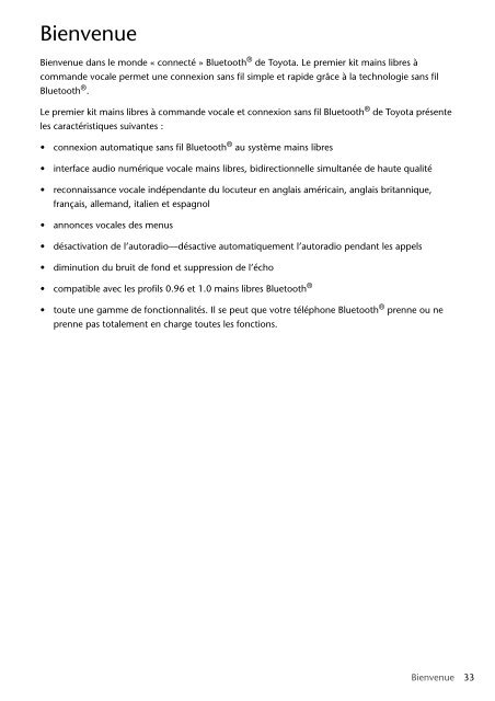 Toyota Bluetooth SWC English French German Dutch Italian - PZ420-00291-ME - Bluetooth SWC English French German Dutch Italian - mode d'emploi