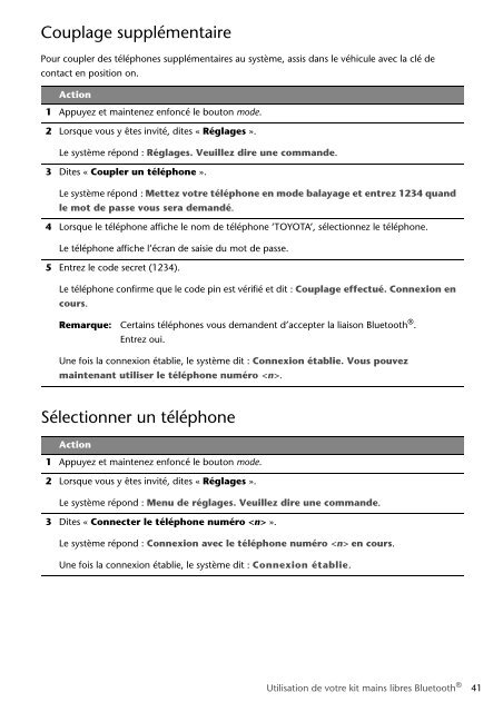 Toyota Bluetooth SWC English French German Dutch Italian - PZ420-00291-ME - Bluetooth SWC English French German Dutch Italian - mode d'emploi