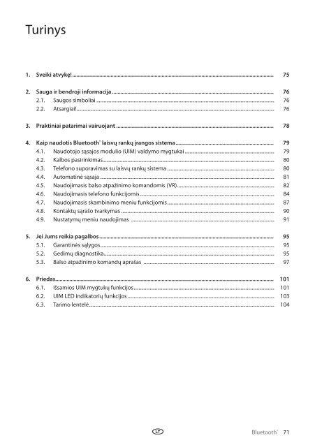 Toyota Bluetooth UIM English Russian Lithuanian Latvian Estonian - PZ420-00292-BE - Bluetooth UIM English Russian Lithuanian Latvian Estonian - mode d'emploi