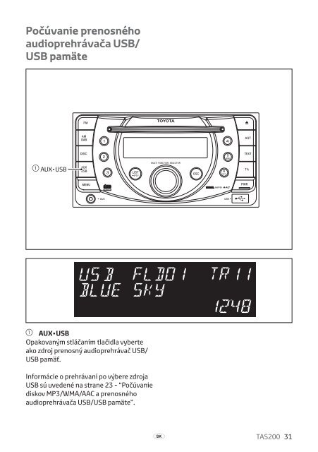 Toyota TAS200 - PZ420-00212-SK - TAS200 (Slovak) - mode d'emploi