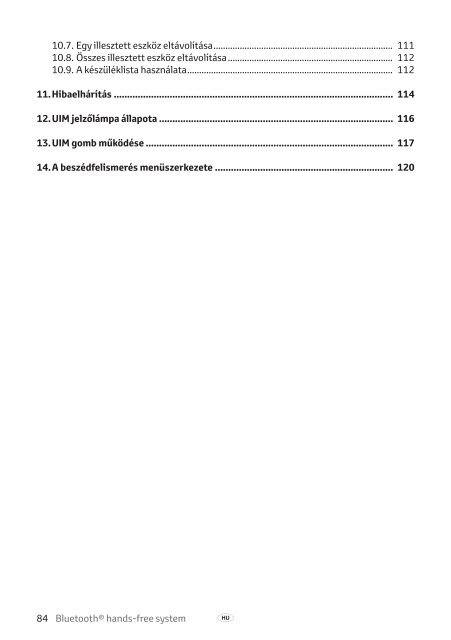 Toyota Bluetooth hands - PZ420-I0291-EE - Bluetooth hands-free system (Czech, English, Hungarian, Polish, Russian) - mode d'emploi