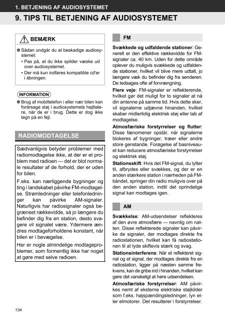 Toyota Toyota Touch &amp;amp; Go - PZ490-00331-*0 - Toyota Touch &amp; Go - Toyota Touch &amp; Go Plus - Danish - mode d'emploi