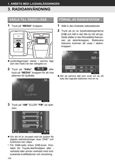 Toyota Toyota Touch &amp;amp; Go - PZ490-00331-*0 - Toyota Touch &amp; Go - Touch Touch &amp; Go Plus - Swedish - mode d'emploi